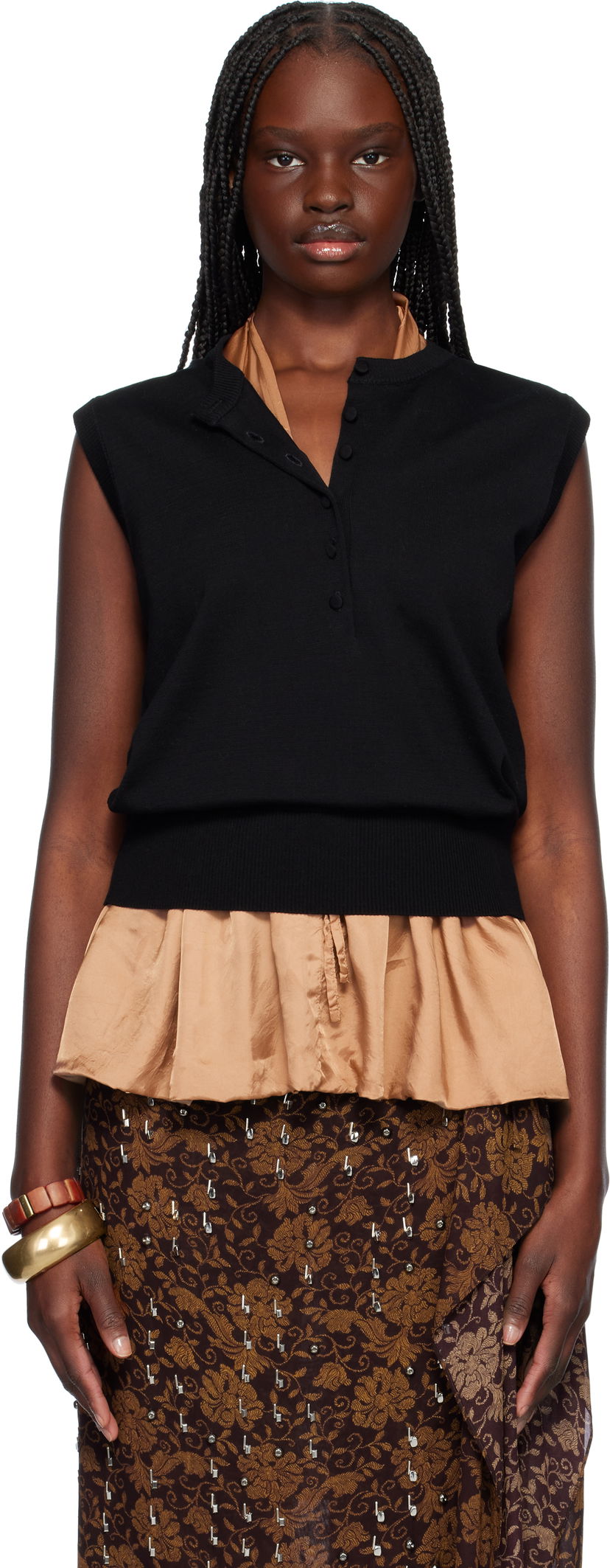 Džemper Dries Van Noten Dries Van Noten Sleeveless Peplum Sweater Crna | 251-011206-1702
