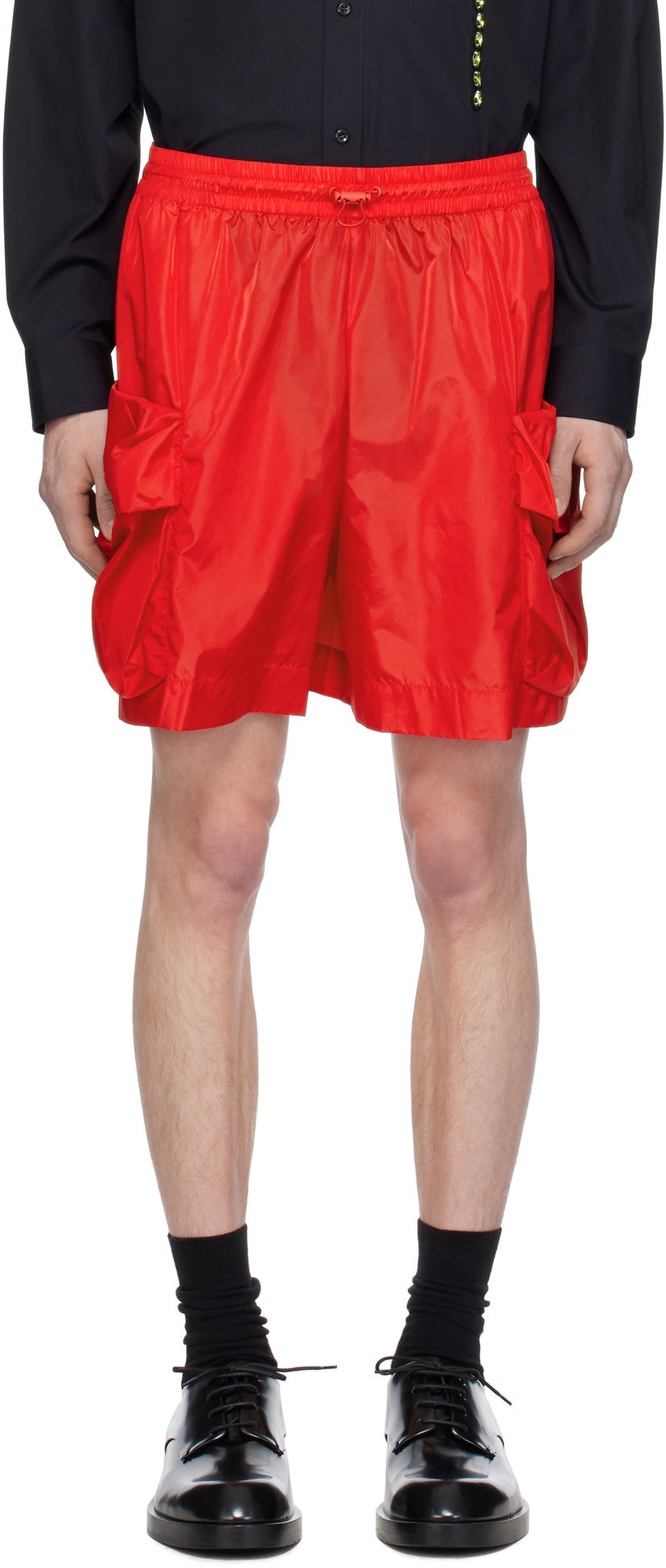 Kratke hlače Simone Rocha Simone Rocha Cargo Flap Pocket Drawstring Shorts Crvena | 4135 1067