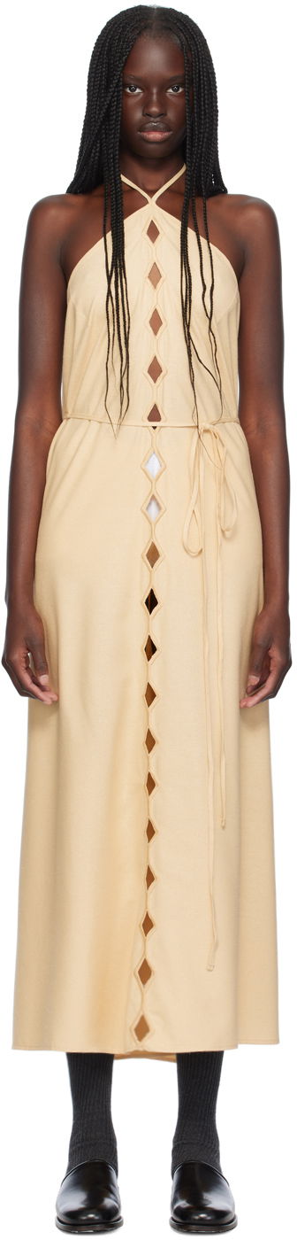 Haljina Baserange Halterneck Cutout Maxi Dress Bež | DRCEL-WS-AU24