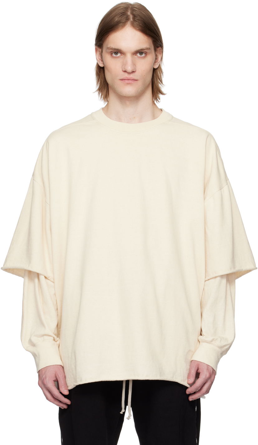 Dukserice Rick Owens Rick Owens DRKSHDW Tommy Hustler Double Sleeve T-Shirt Bež | DU01E3266 RIGRNN