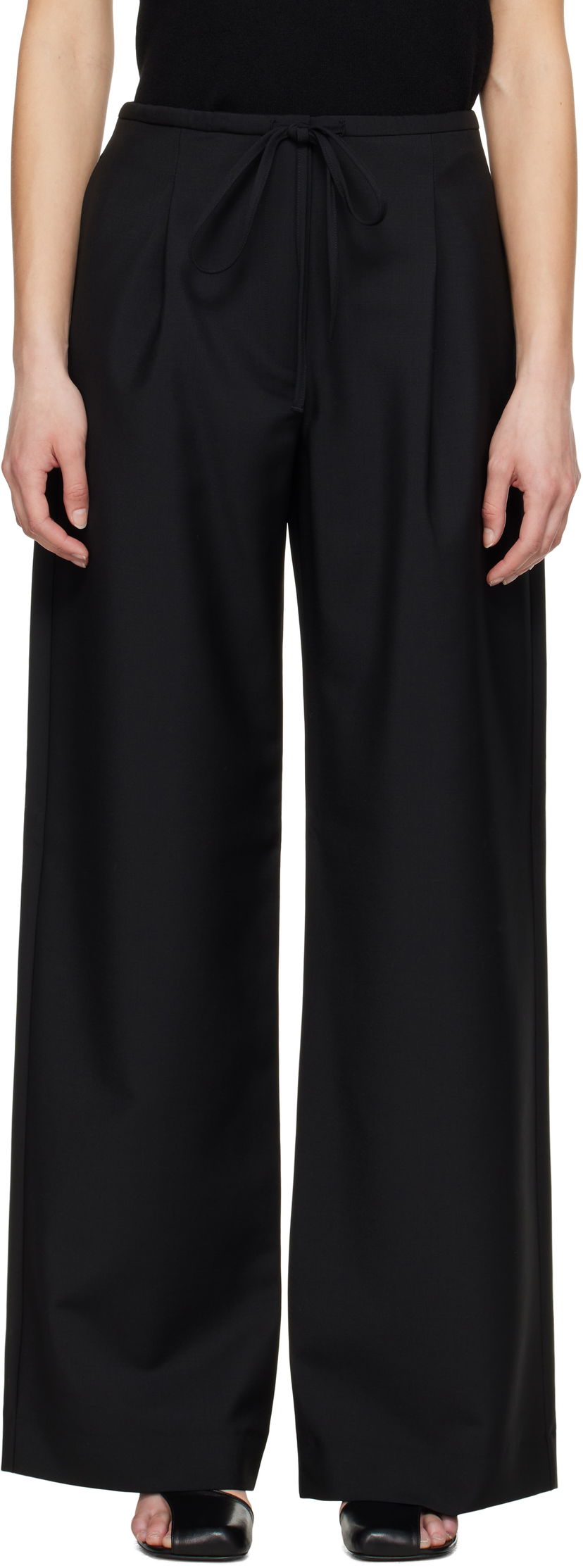 Hlače Róhe Róhe Relaxed Drawstring Trousers Crna | 415-30-007