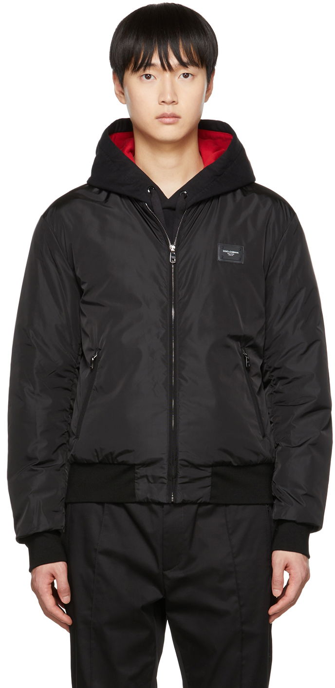 Bomber jakna Dolce & Gabbana Black Insulated Bomber Jacket Crna | G9OW1TFUMQG