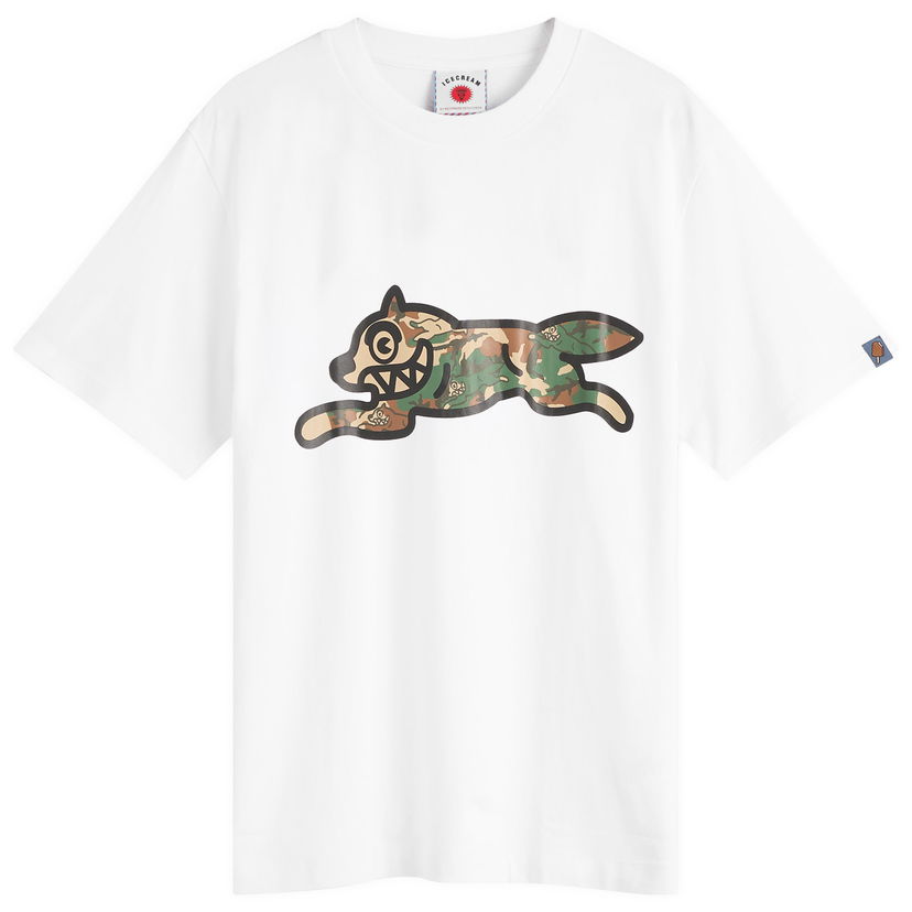 Majica kratkih rukava BBC IceCream Woodland Camo Running Dog Graphic Tee, Size Large Bijela | IC25380-WHT