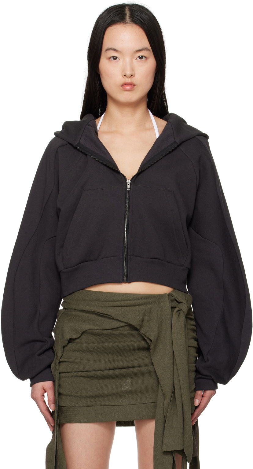 Dukserice Ottolinger Ottolinger Multiline Zip Cropped Hoodie Crna | 11560041501