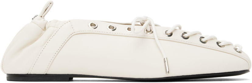 Haljina GANNI GANNI Lace-Up Ballerina Flats Bijela | S2962