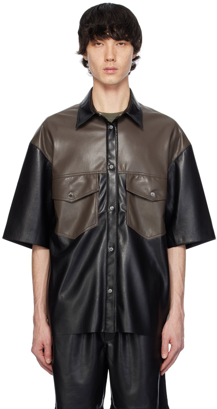Košulja Nanushka Mance Vegan Leather Shirt Crna | NM24RSSH01578