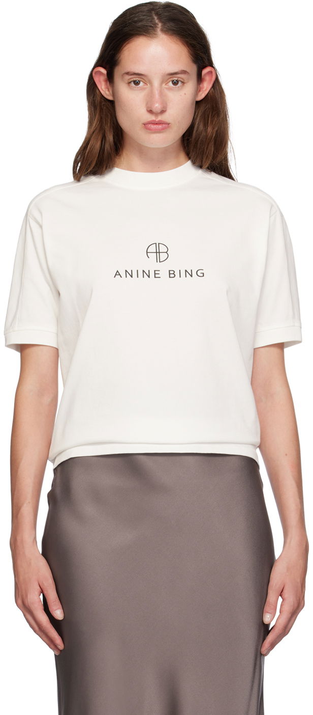 Majica kratkih rukava Anine Bing ANINE BING Jaylin Monogram T-Shirt Bijela | A-08-10280-IVY1