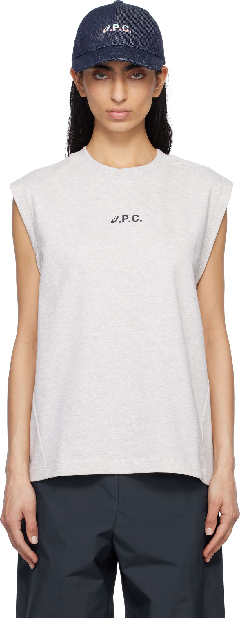 Majica bez rukava A.P.C. A.P.C. ASICS Edition Sky Sleeveless Tank Top Tamnoplava | COGWV-M26455