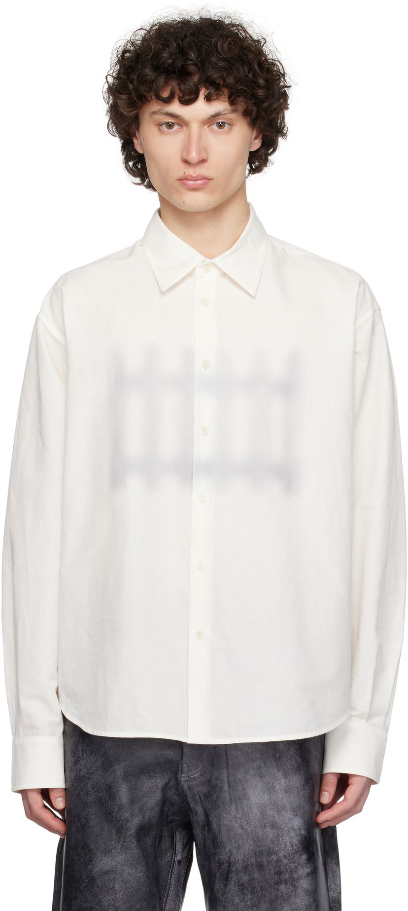 Košulja JW Anderson JW Anderson Fence Print Boxy Shirt Bijela | SH0362-PG1698