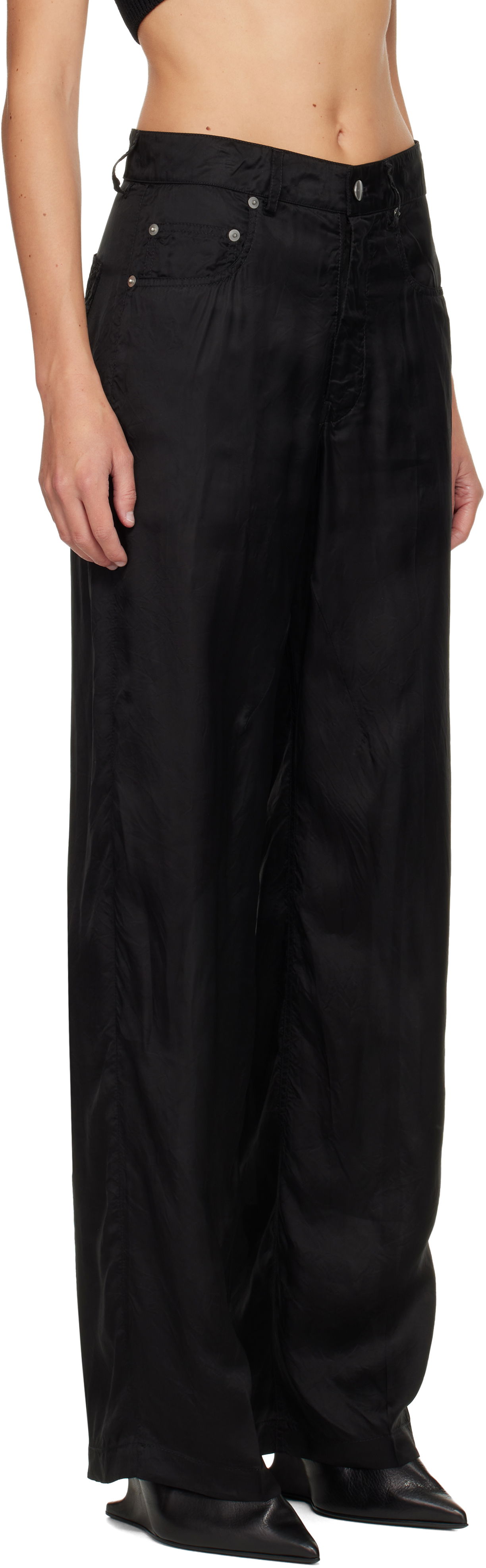 Hlače Rick Owens Relaxed-Fit Technical Fabric Concordians Geth Trousers Crna | RP02E4350 K, 1