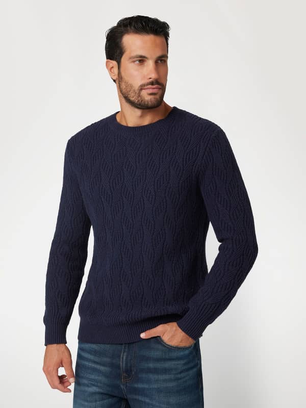 Džemper GUESS Crew Neck Wool Blend Sweater Plava | M4BR19Z3HD1