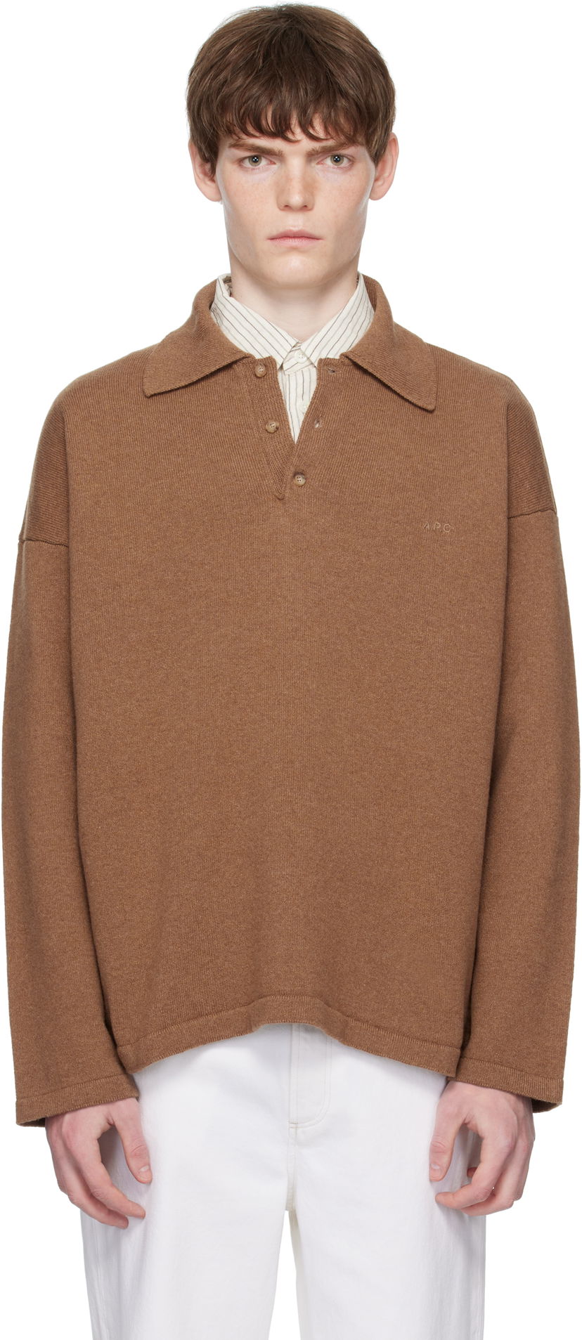 Džemper A.P.C. A.P.C. Manuel Knit Polo Smeđa | WOASB-H23454
