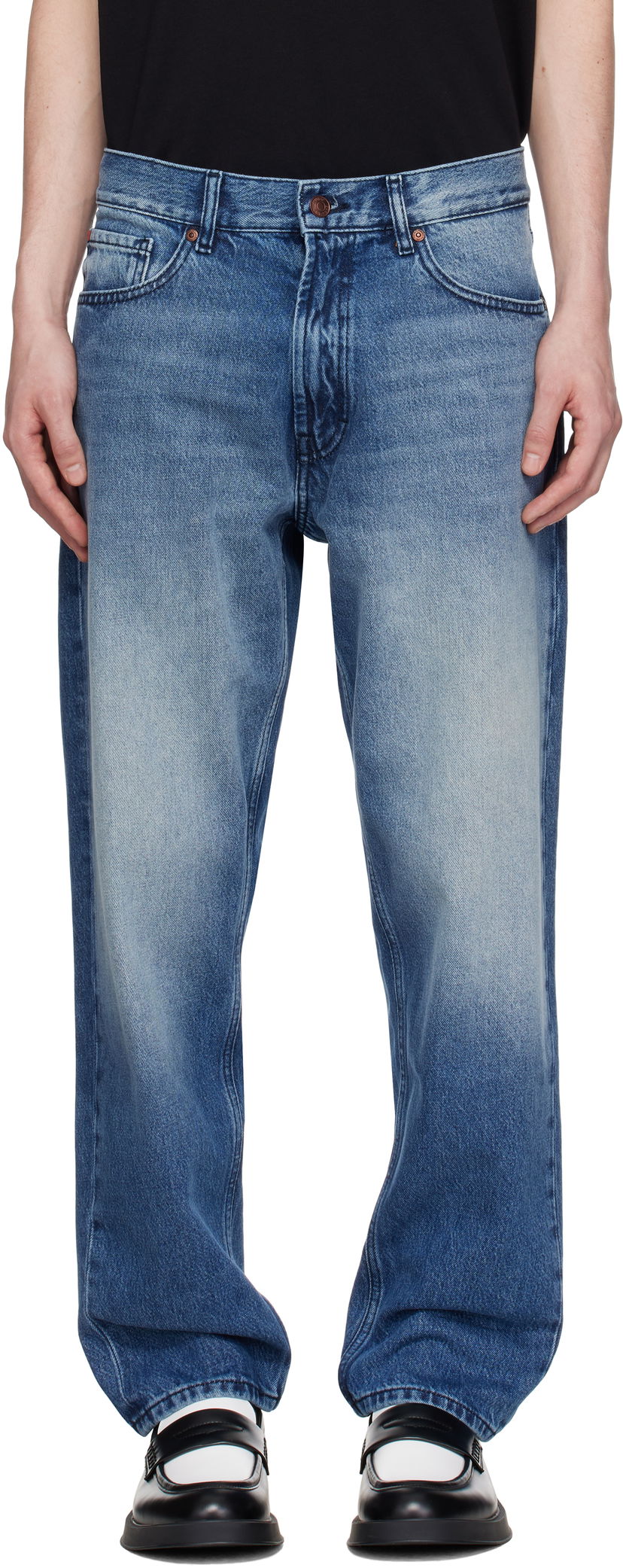 Jeans BOSS Hugo Relaxed Tapered-Fit Jeans Plava | 50537707