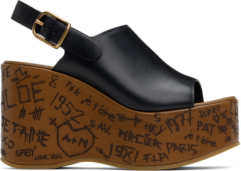 Njega cipela CHLOÉ Chloé Maxime Wedge Sandals Crna | CHC25U10GLU