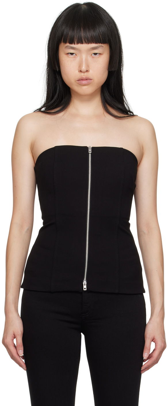 Majica bez rukava rag & bone Irina Zip-Front Tank Top Crna | WAC23HT015LC15