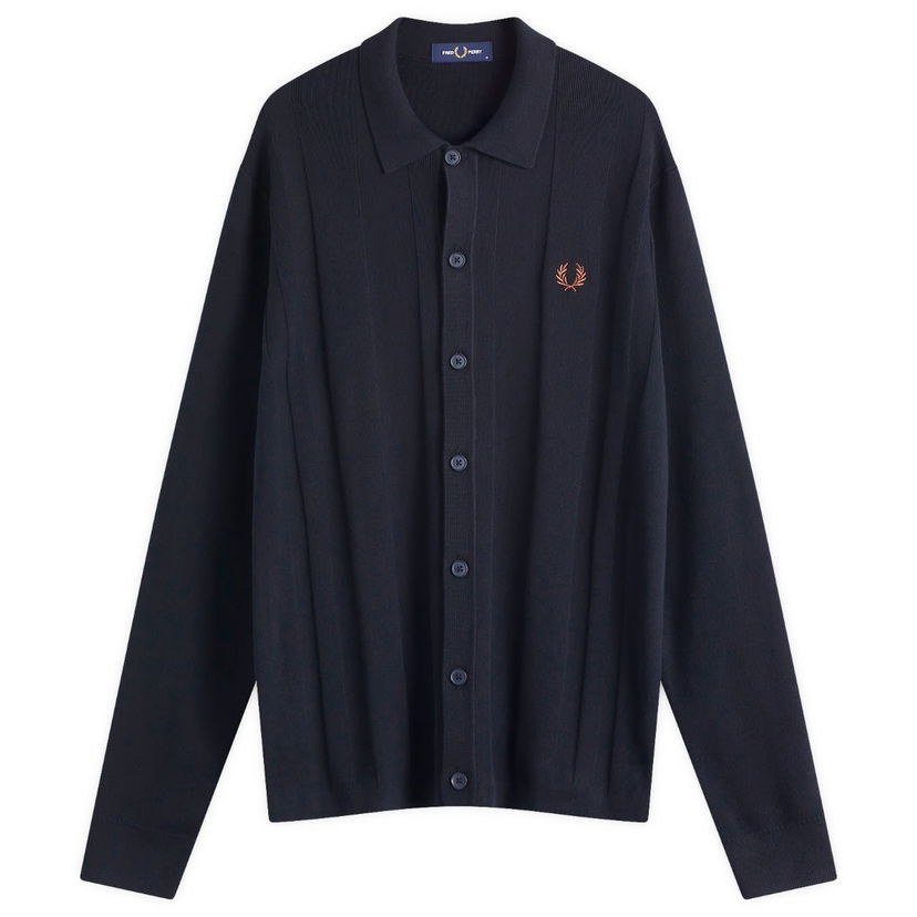 Džemper Fred Perry Knitted Button-Down Shirt Tamnoplava | K9726-608