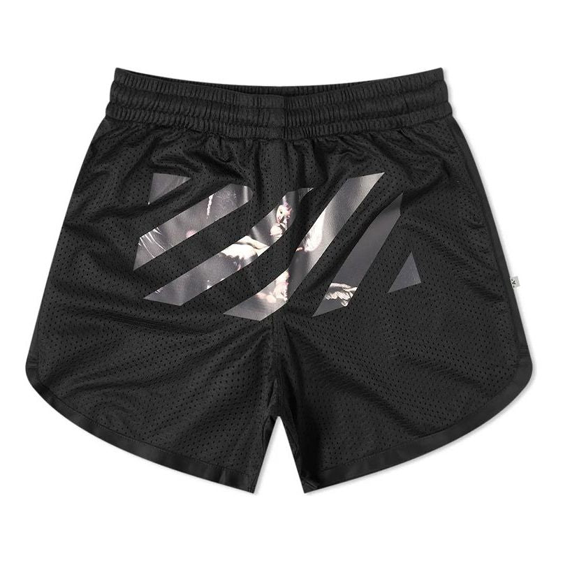 Kratke hlače Off-White Off-White Caravaggio Arrow Mesh Track Shorts Crna | OMCI005S201010041088