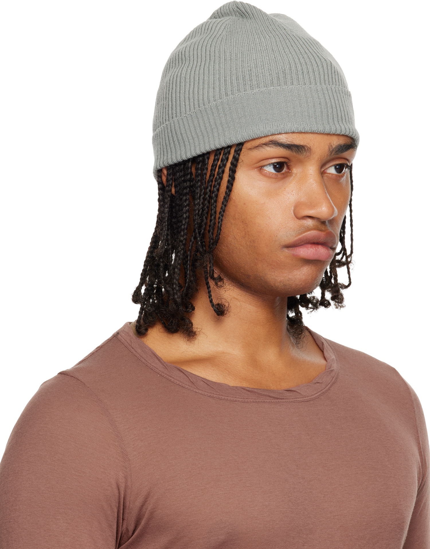 Kapica Rick Owens Rick Owens Concordians Ribbed Beanie Siva | RU02E1495 RIBM, 1