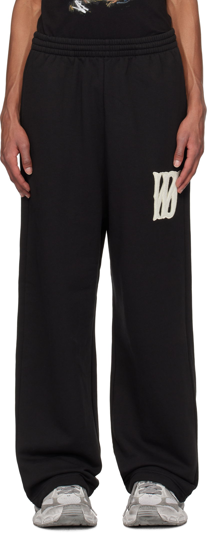 Trenirka We11done We11done Bouclé Letter Logo Sweatpants Crna | WD-TA3-24-709-U-BK