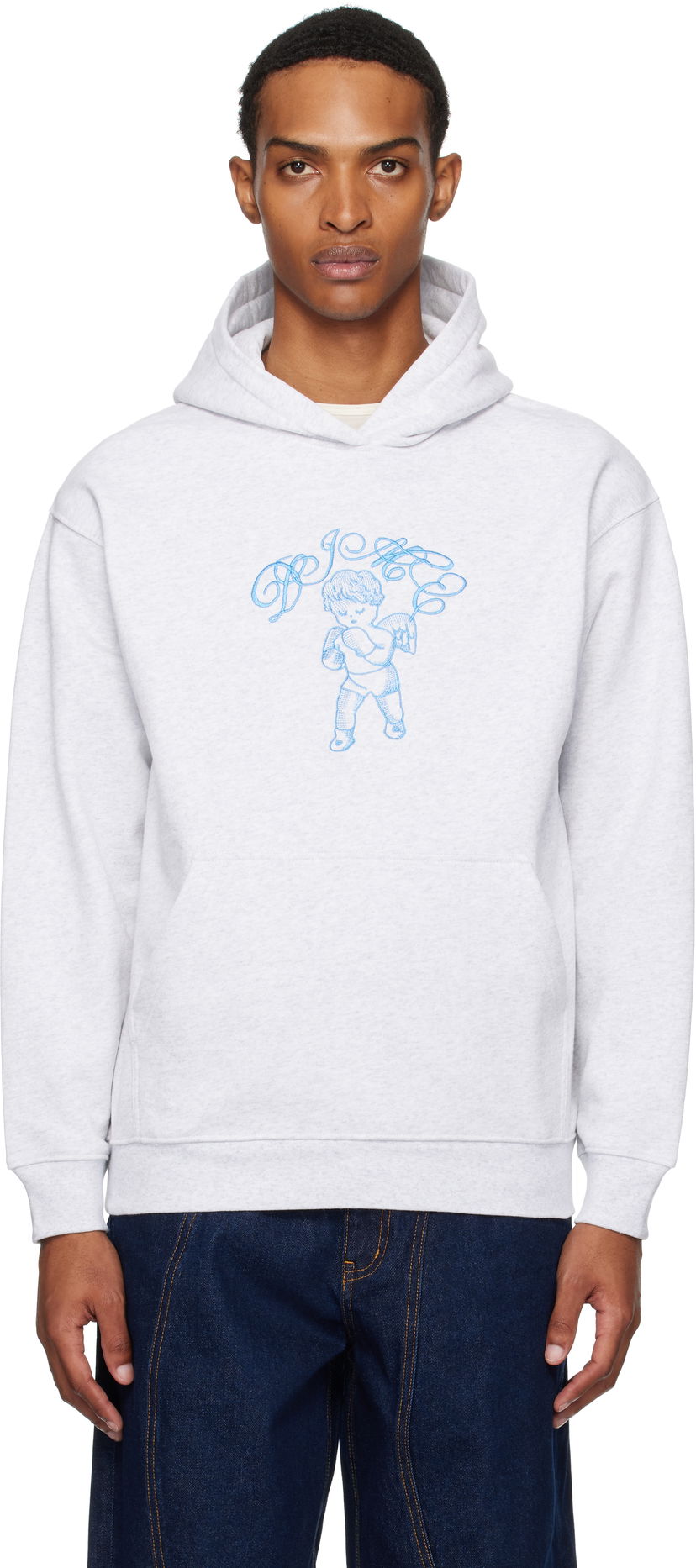 Dukserice Dime Embroidered Fighter Hoodie Siva | DIMESU2544ASH