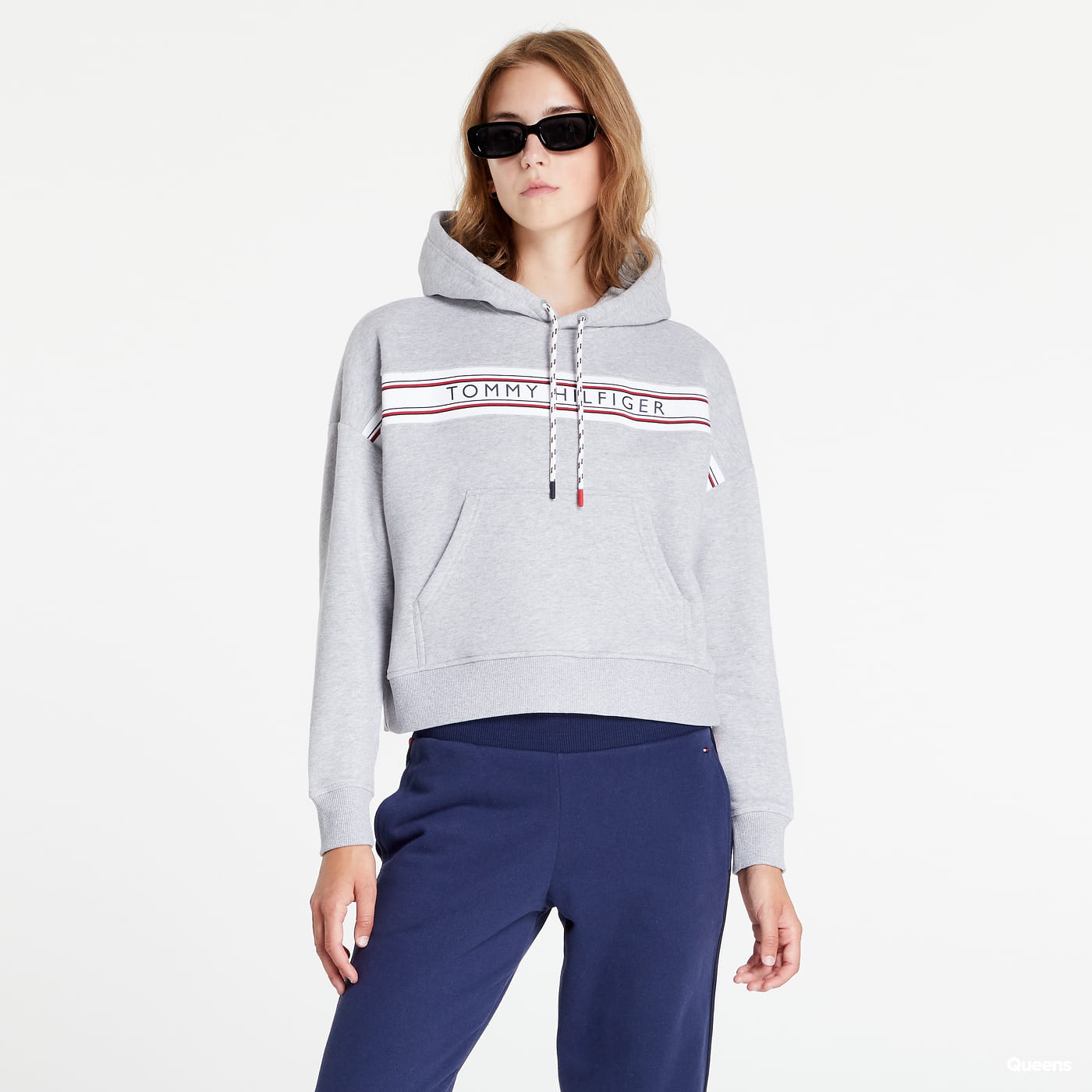 Dukserice Tommy Hilfiger Signature Tape Drawstring Hoodie Siva | UW0UW03582 P61, 0
