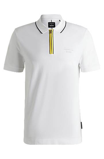 Polo majica BOSS Porsche x BOSS Stretch-Cotton Polo Shirt Bijela | 50531463