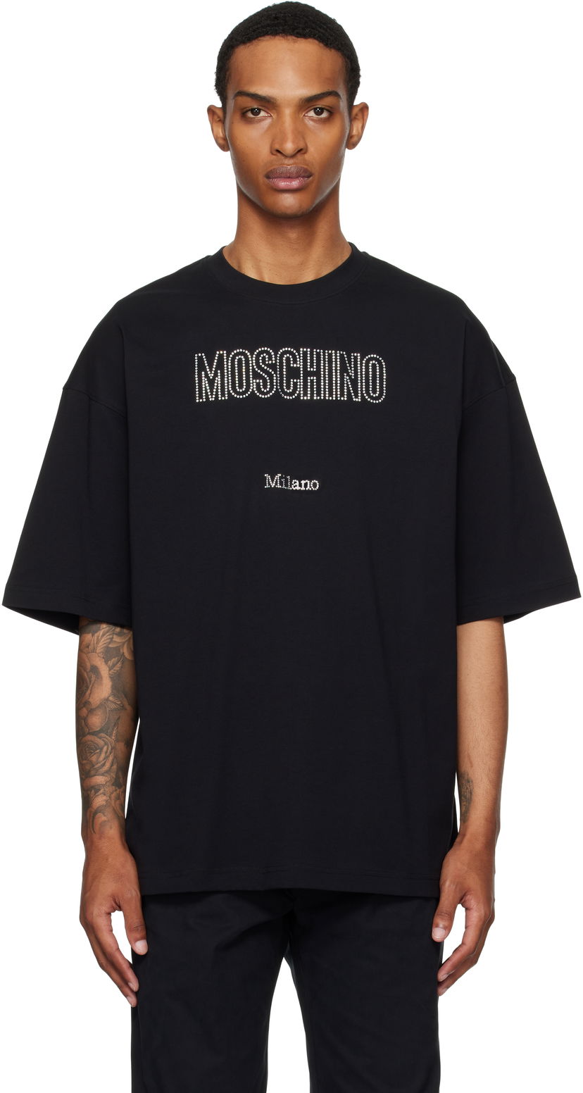 Majica kratkih rukava Moschino Moschino Organic Decorated T-Shirt Crna | 252ZZ071052411555