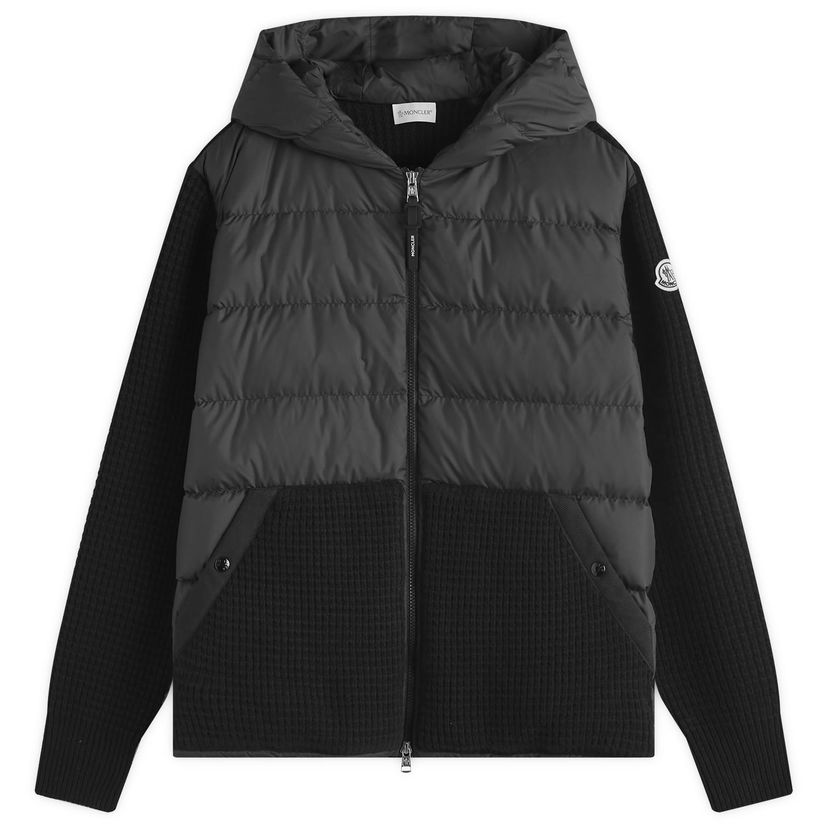Pernata jakna Moncler Knit Waffle Jacket Black Crna | 9B000-31-M4281-999