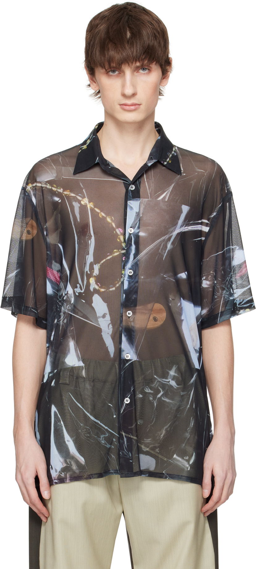 Košulja Serapis Serapis Sougiades Grid Mesh Shirt Crna | SS25_MS_1S