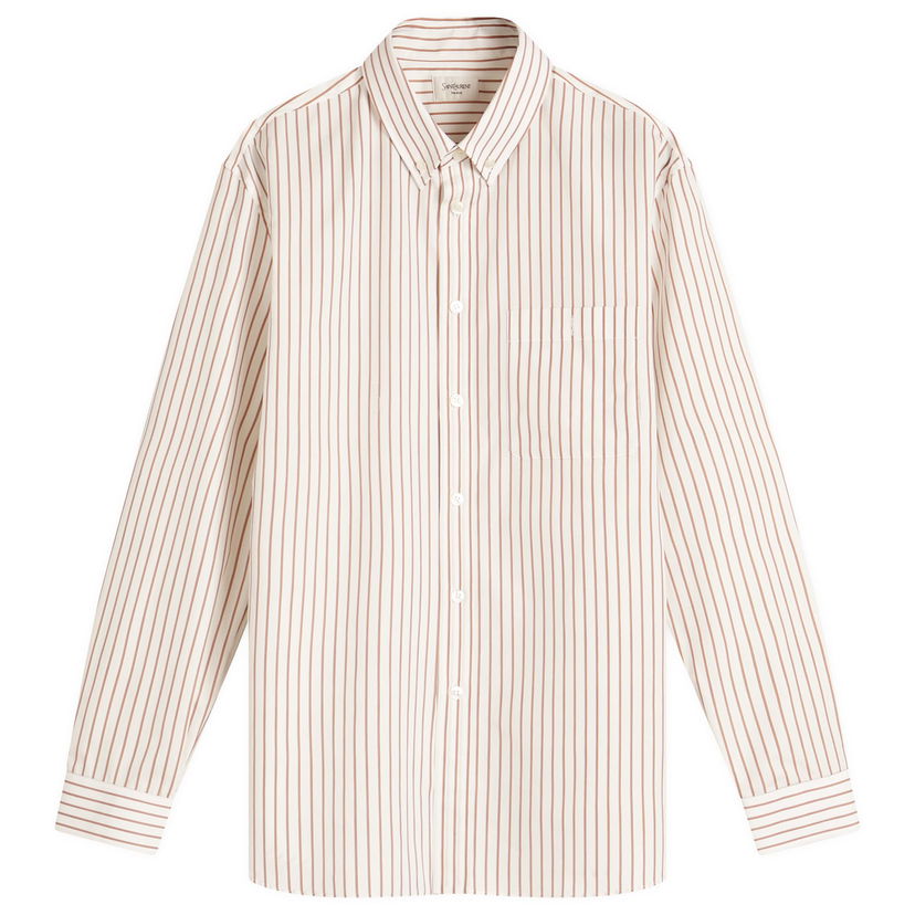 Košulja Saint Laurent Saint Laurent Striped Shirt with Embroidered Pocket, Size 39 Bež | 823194-Y6E77-9260