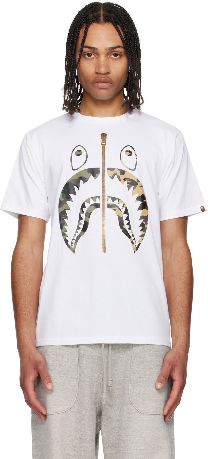 Majica kratkih rukava BAPE A Bathing Ape 1st Camo Separate Shark Graphic T-Shirt Bijela | 001TEL301018M
