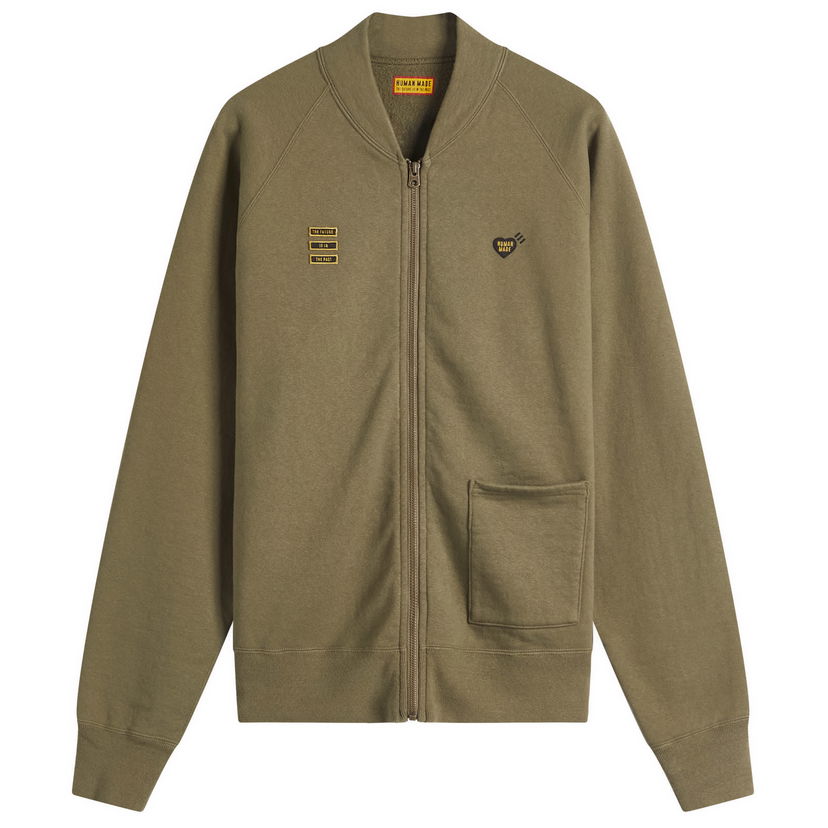 Dukserice Human Made Human Made Heart Zip Jersey Bomber Jacket, Size Large Zelena | HM29CS003-OLV