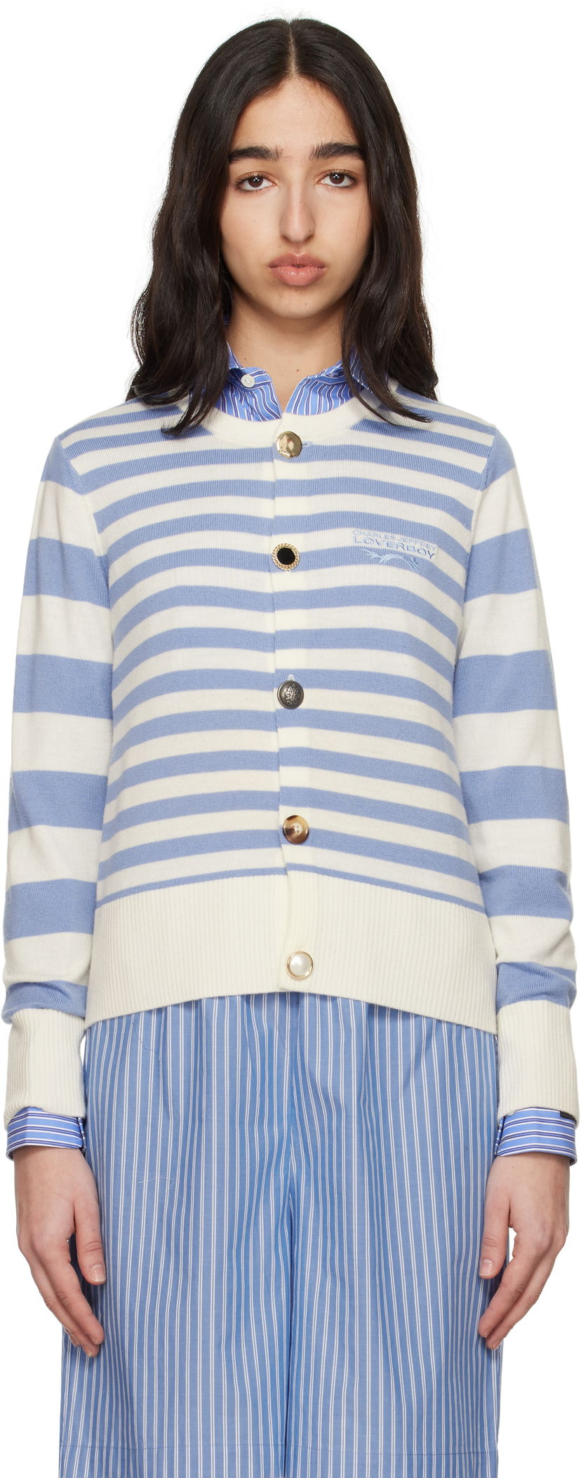 Džemper Charles Jeffrey Loverboy Charles Jeffrey LOVERBOY Striped Knit Cardigan Plava | 54090201