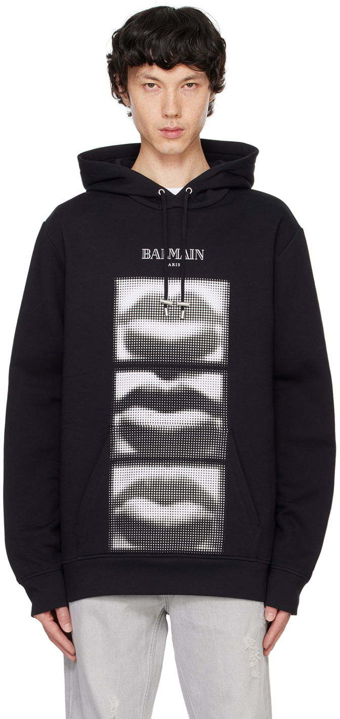 Dukserice Balmain Balmain Lips Print Hoodie Crna | DH0JT047GE07