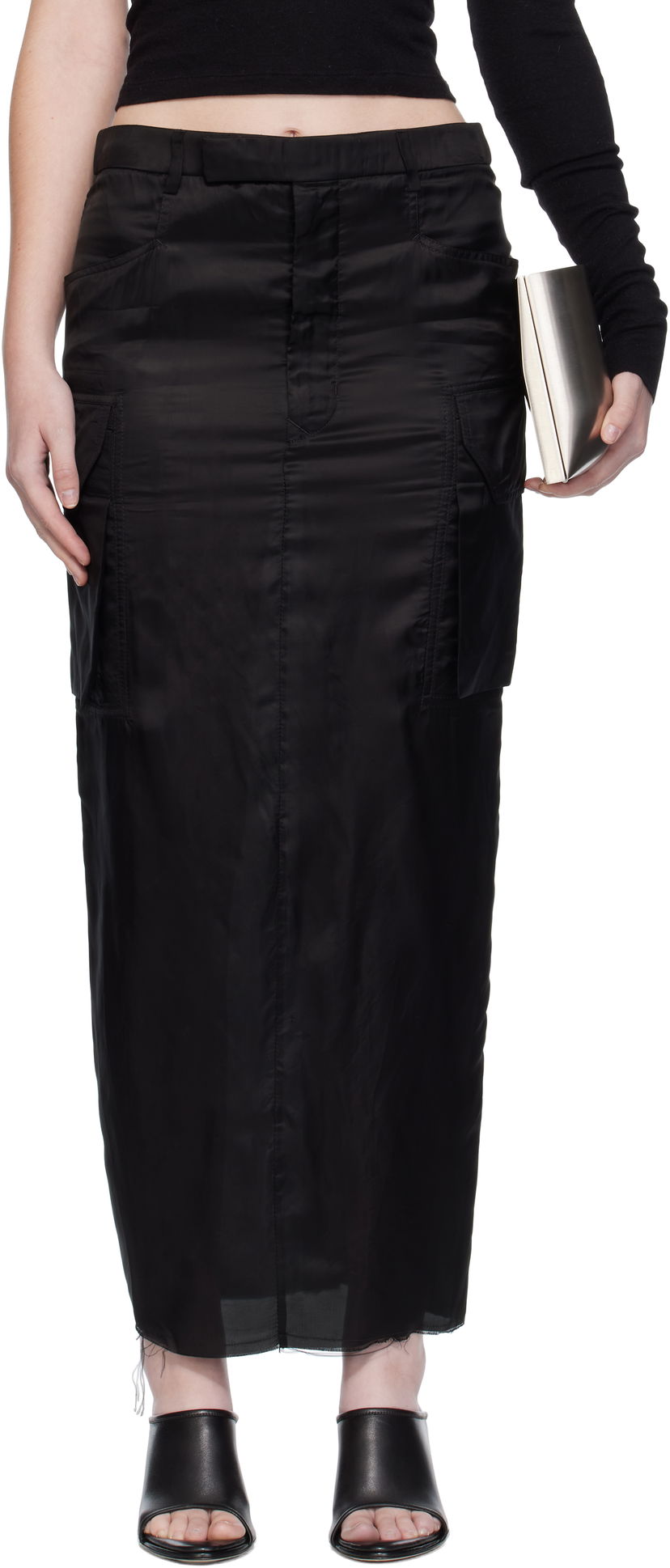 Suknja Rick Owens Rick Owens Firbanks Midi Cargo Skirt Crna | RP02E4379 K