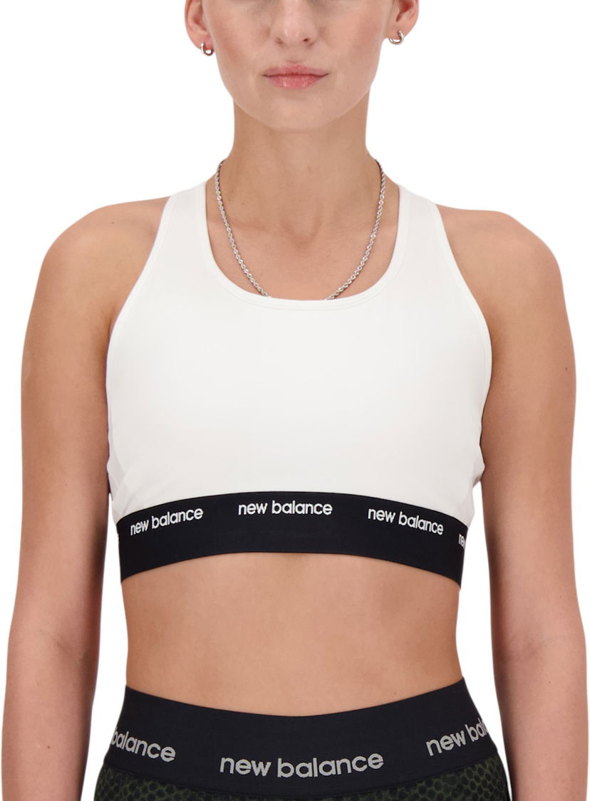 Grudnjak New Balance Sleek Medium Support Sports Bra Bijela | wb41048-wt