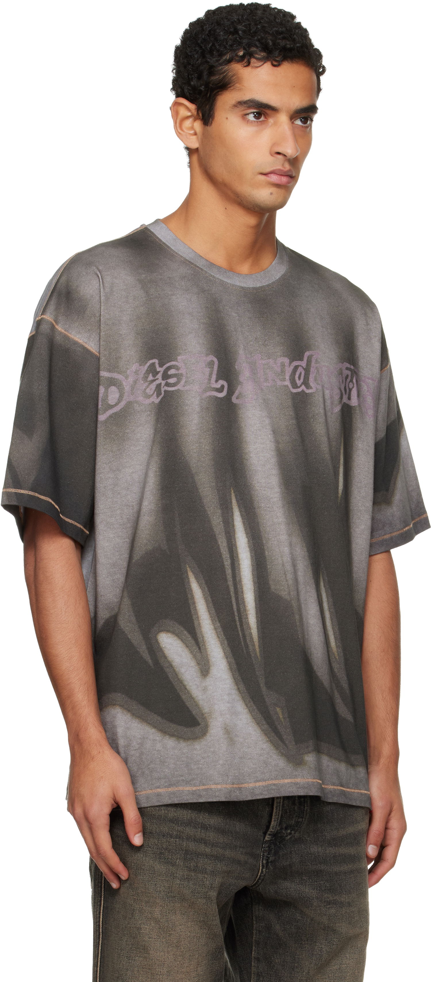 Majica kratkih rukava Diesel Oversized Faded Graphic T-shirt with Contrast Stitching Siva | A21623-0BKBY-98BA, 1