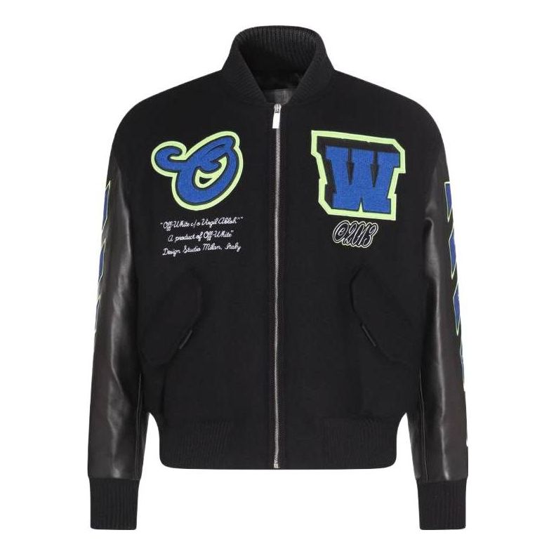 Bomber jakna Off-White Off-White Varsity Jacket Crna | OMJA104S23LEA0011069