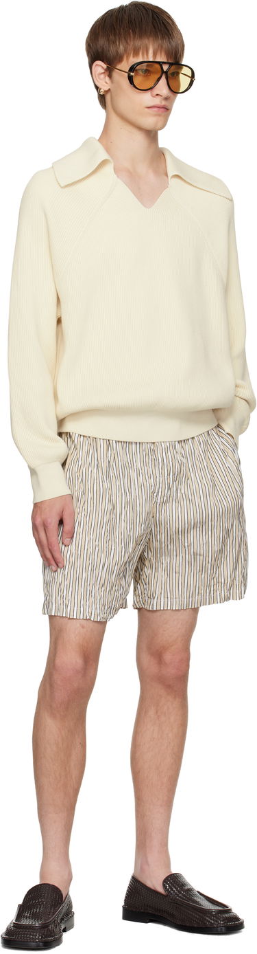 Kratke hlače Bottega Veneta Bottega Veneta Crushed Tech Cotton Stripe Shorts Bež | 833970V5NM08773, 3
