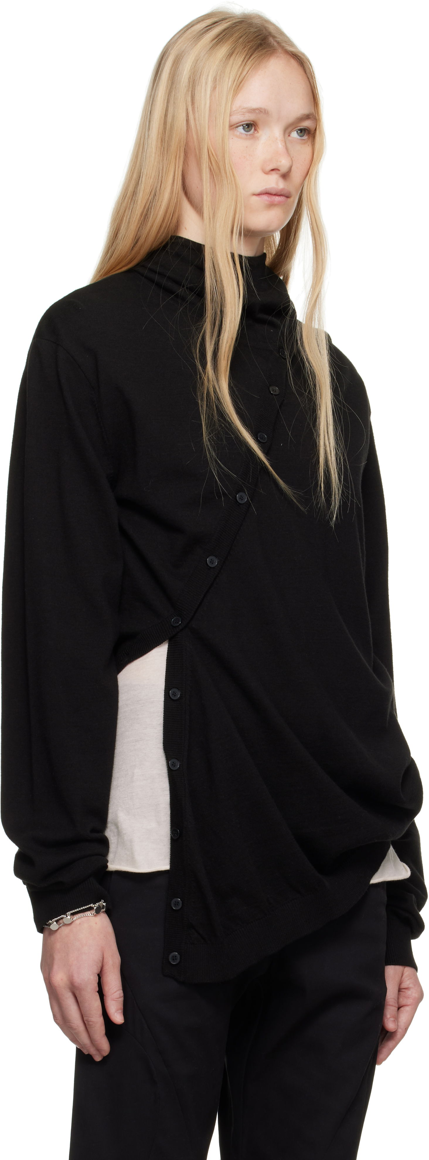 Džemper Post Archive Faction (PAF) 8.0 Center Knit Asymmetrical Hoodie by Post Archive Faction (PAF) Crna | 8.0 KHC-B, 1