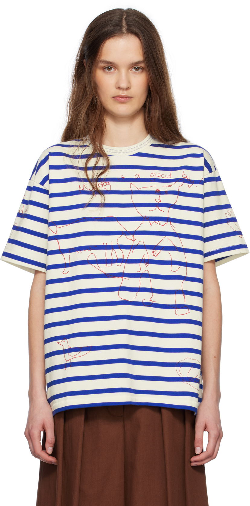 Majica kratkih rukava Bode Bode Margate Striped T-Shirt Bijela | MRS25CS003
