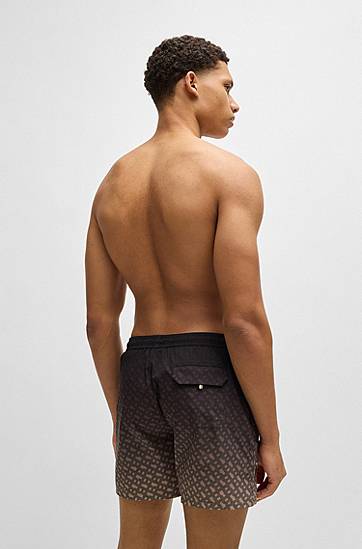 Kupaći kostimi BOSS Degradé Monogram Print Swim Shorts with Logo Badge Crna | 50534343, 1