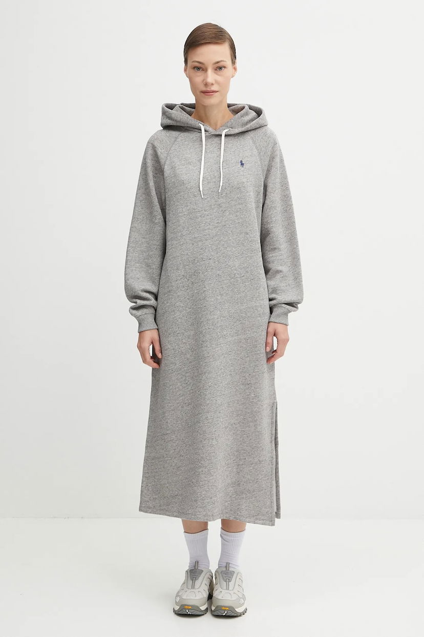 Haljina Polo by Ralph Lauren Polo Ralph Lauren Midi Hoodie Dress Siva | 211972699
