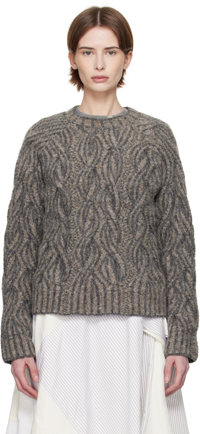 Džemper Eckhaus Latta Eckhaus Latta Plait Knit Sweater Siva | 8110-EL-PS25-S -