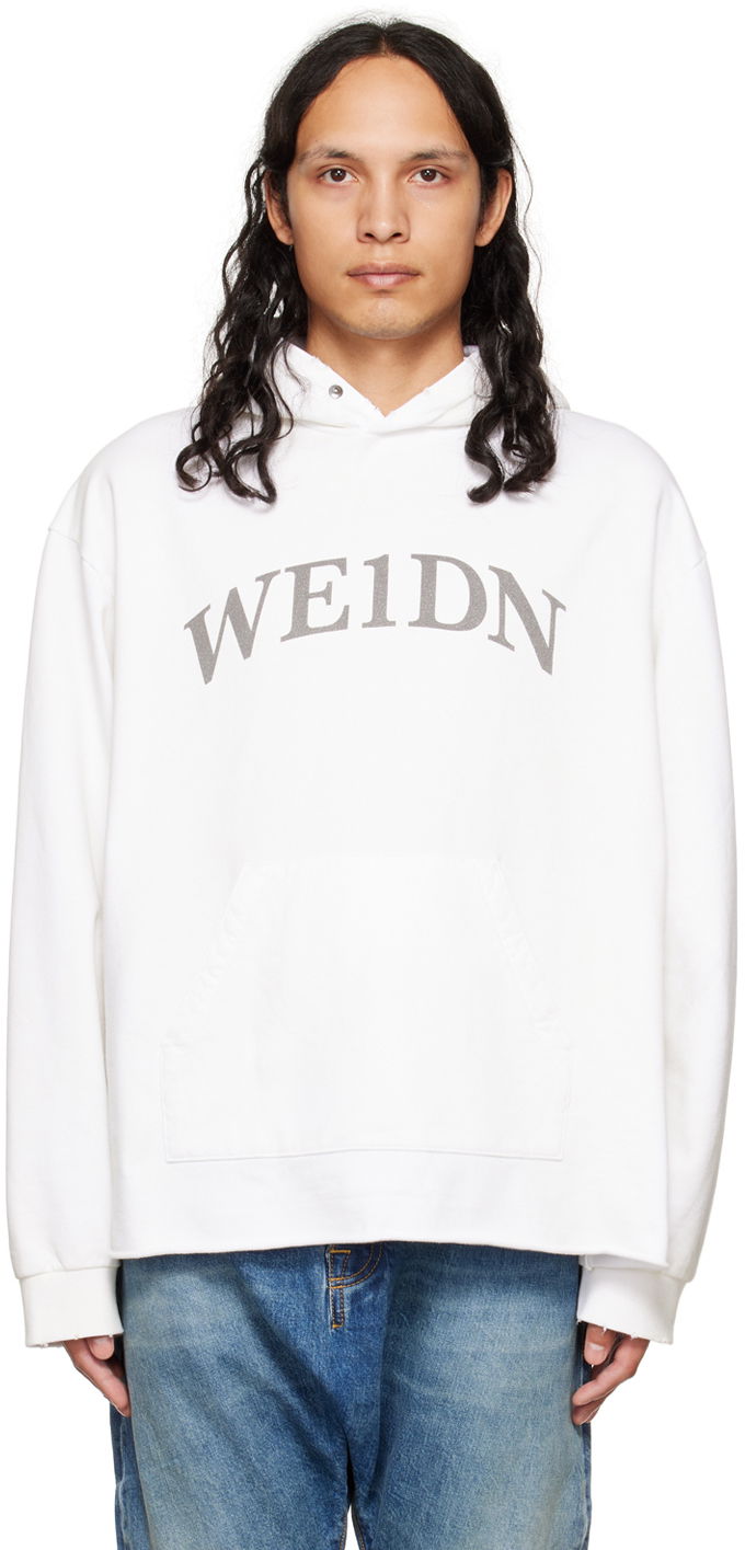 Dukserice We11done We11done Distressed Hoodie Bijela | WD-TH3-22-716-U-WH