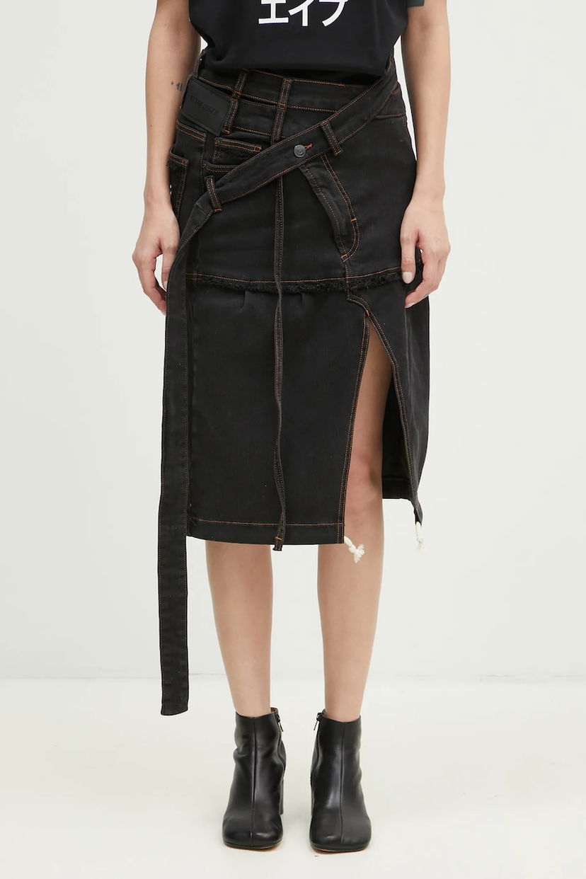 Suknja Ottolinger Ottolinger Signature Wrap Denim Midi A-Line Skirt Crna | 2217040111