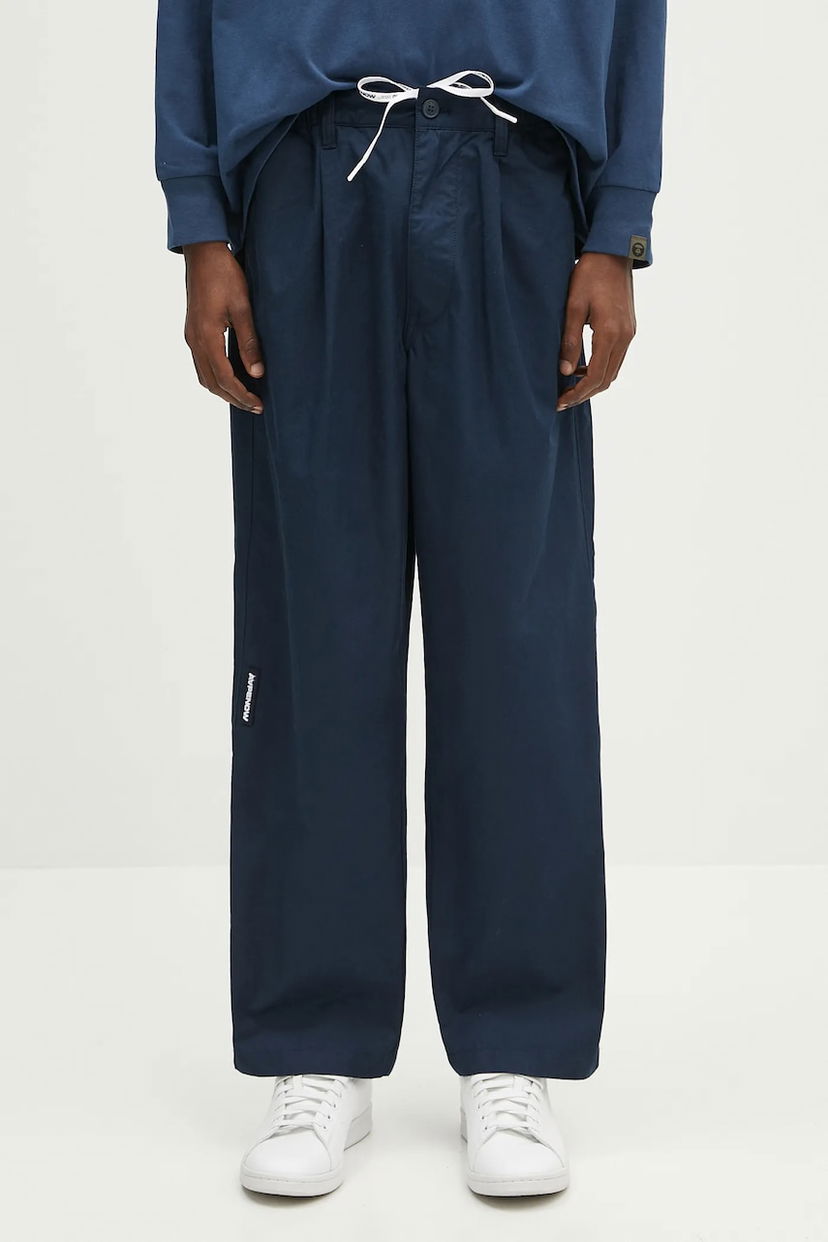 Hlače AAPE by A Bathing Ape AAPE Now Woven Pants Tamnoplava | AAPPTMB665XXO