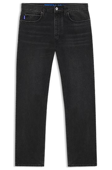 Jeans BOSS Regular Fit Washed Denim Jeans Crna | 50547125