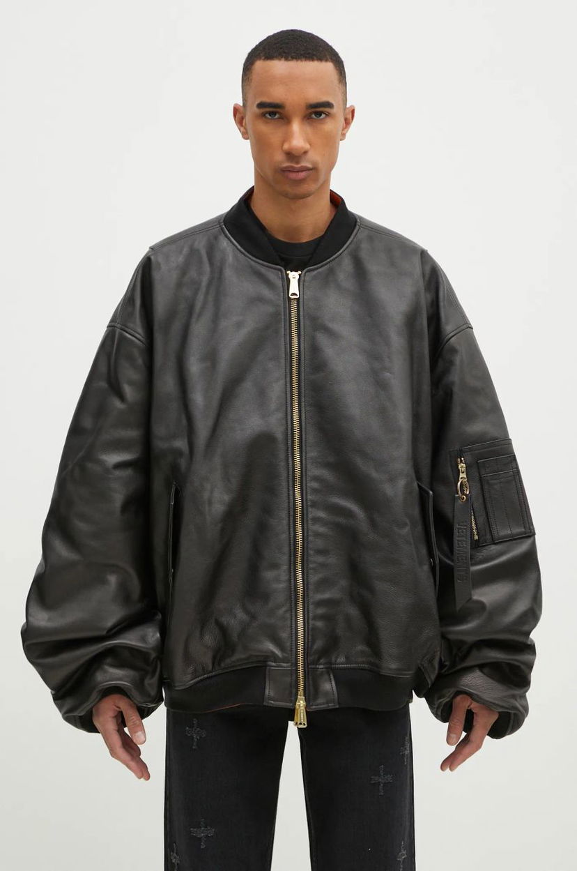 Bomber jakna VETEMENTS VETEMENTS Oversized Leather Bomber Jacket Crna | UA66JA200B