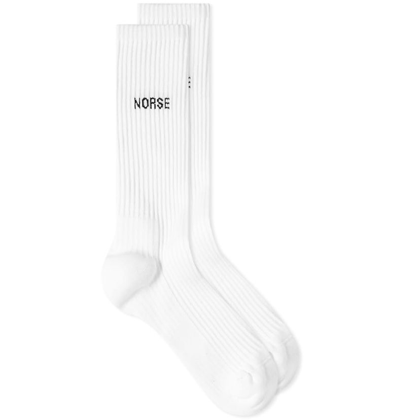 Čarape NORSE PROJECTS Logo Ribbed Socks Bijela | N82-0060-0001